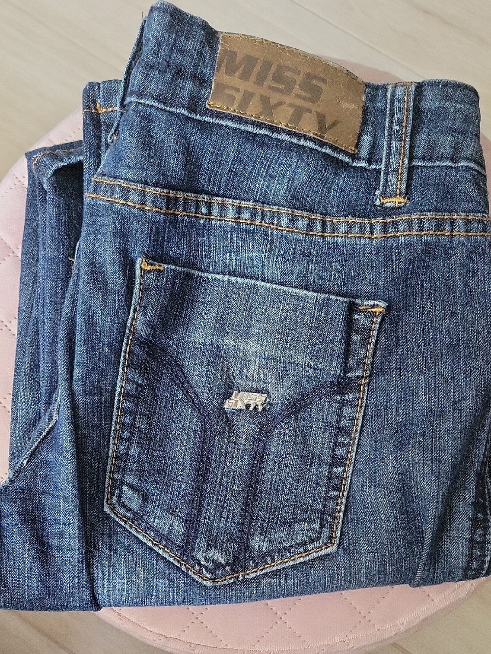 Miss Sixty Women's Dark Blue Straight-Leg Jeans Y2k